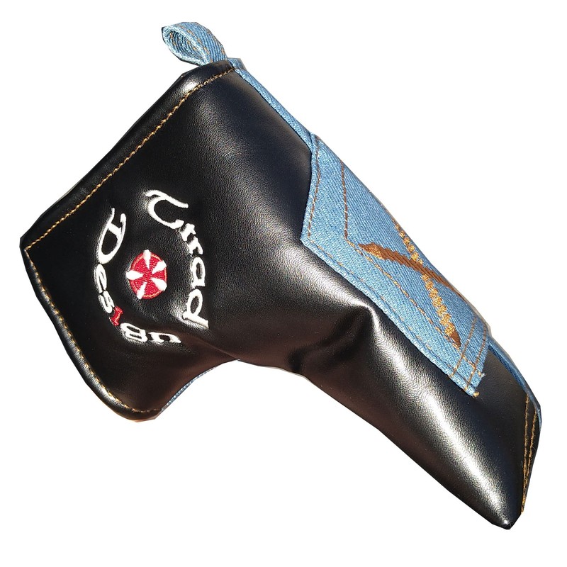 Denim Golf Putter Cover Pin Type Magnetic Blue