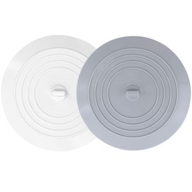 V-TOP Bathtub Drain Stopper 2 Pack, 5 inches Silicone Tub Stopper Shower Drain Cover, Bath Tub Plug Hair Stopper,Universal Flat Suction Renter Friendly Bath Accessories (White&Grey, 5 inch)