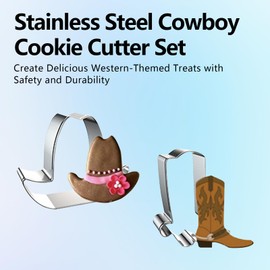 YAFIYGI Cowboy Hat Cookie Cutter Boot Cowgirl Cookie Cutter Set Rustic Western Cookies Cutter Shapes Funny Fiesta Baking Tools Rodeo Cookie Cutters Ideal for Baby Shower Birthday Baking Food DIY