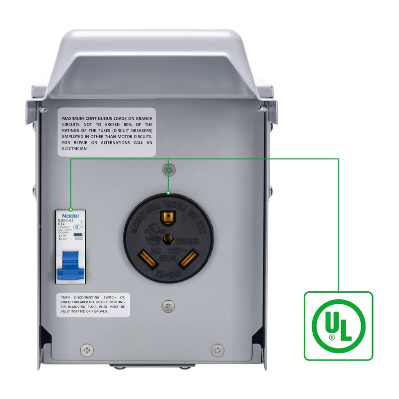 30 Amp Temporary RV Power Outlet with Breaker, Briidea Outdoor