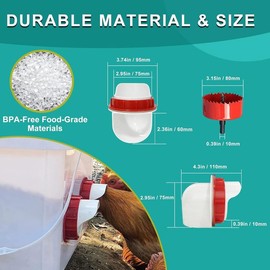 Chicken Feeders No Waste, DIY Automatic Poultry Feeder 4 Ports 1 Hole Saw with Covers Gravity Feed Kit for Buckets Barrels Bins Troughs