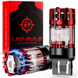 7443 W21/5W Red LED Brake Tail Light Bulbs, No Hyper Flash - 1860-SMD Chips Powerful & Super Bright with Cooling Fan - CK & Standard Socket Plug-and-Play