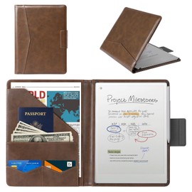 CoBak Premium PU Leather Case for Remarkable Paper Pro 11.8" (2024) – Slim Magnetic Back Cover with Auto Sleep/Wake, Folder Design, Magnetic Pen Holder Strap, Brown Leather