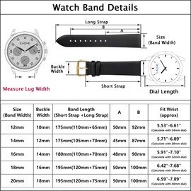 EACHE 12mm Thin Leather Watch Band for Women Ladies Men Replacement Watch Strap Navy Blue with Rose Gold Buckle