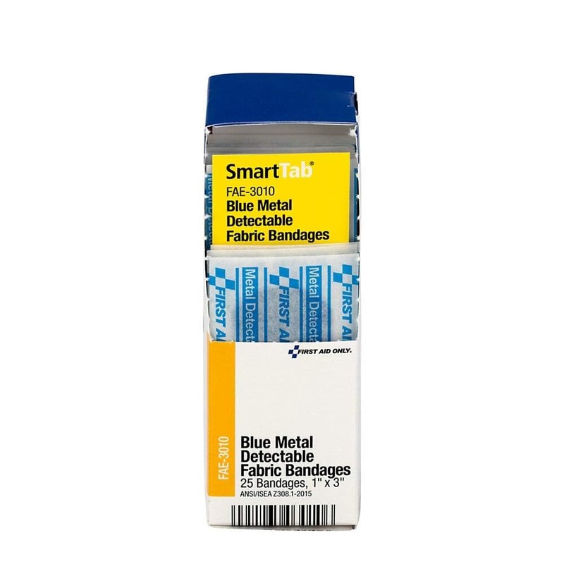 First Aid Only FAE-3010 SmartCompliance Refill Blue Metal Detectable Bandages,
