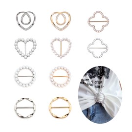 Scarf Ring Clips for Women, 10PCS T-Shirt Tie Clips, Metal Silk Scarf Shirt Clip Clothes Corner Knotted Cinch Ring Clip, Fashion Clothing Decorative Accessories for Women Girls