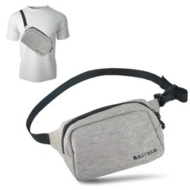 Rasfalo Bum Bag for Men and Women, Large Capacity Belt Bag with Adjustable Shoulder Strap for Running, Yoga, Jogging, Hiking, Hands-Free Carry All Phones, Flax Grey, Style 01