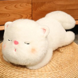 Cat Stuffed Animal -Soft Plush Kitten Pillow, Cute Fluffy Toy for Kids, Boys & Girls, Kawaii Stuffed Cat Gift for Birthday, Christmas (White, 30cm)