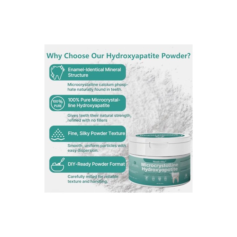 100% Pure Microcrystalline Hydroxyapatite Powder,Non-Nano | MCHA for DIY Oral