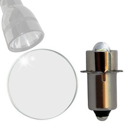 HQRP Flashlight Kit: Glass Lens and 3W LED Bulb for Maglite 3 4 5 6-C Cell/D-Cell Flashlights, Tempered Glass 52×2 mm D Lens & High Power LMSA301 LMSA401 LMSA501 LMSA601 LED Bulb 160LM
