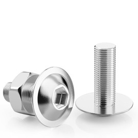 Pack of 60 Rounded Head Screws M5 x 10 mm Screws Stainless Steel Hexagon Socket with Flange and Nuts M5 Flat Head Screws Stainless Steel Screws A2 V2A ISO 7380 Thread Screws Round Head Screws Full