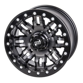 TUSK 4/110 Teton Beadlock Wheel 14x7 5.0 + 2.0 Gun Metal/Black for Honda TRX 520 4x4 Foreman EPS 2022-2025