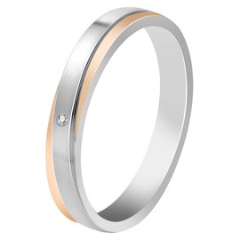 Akzent - Wedding Rings Partner Rings Engagement Rings Stainless Steel with Similist Stone + Engraving Two-Tone Silver and Gold, Stainless Steel, Simili