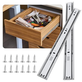 22 inch Soft Close Drawer Slides 4 Pairs Ball Bearing Full Extension Cabinet Drawer Slides 3 fold, Side Mount, 100 LB Capacity Heavy Duty Drawer Slide 22"