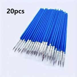 Unbranded 20pcs Fine Nylon Hair Paint Brushes For Acrylic, Oil, Watercolor, Canvas, Rock,