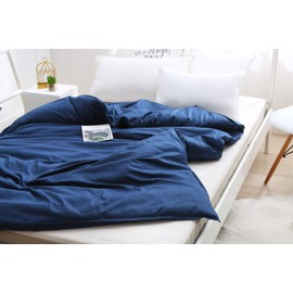 F.Y.Dreams Weighted Blanket Duvet Cover 60x80 inches with 8 Ties,Zipper on Long Side/100% Cotton, Navy Blue/Just Duvet Cover