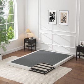 OSASET Low Profile Box Spring Queen - 3 Inch Box Spring Queen Heavy Duty Bed Foundation Metal Bed Base Easy Assembly