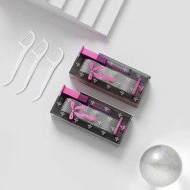 Metgoods 2 Pack Purple Travel Floss Picks Case, Portable Dental Floss Dispenser, Perfect for Cleaning Teeth and Oral Care, 20 Count (2 Pack Purple)