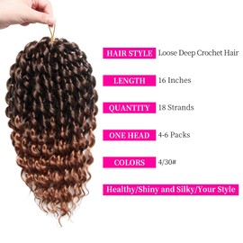 5 Packs Passion Twist Crochet Braid Hair 16" Deep Wave Crochet Hair for Women Long Wavy Crochet Synthetic Hair Extensions (16", 4/30) londe