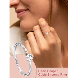 FOCALOOK 925 Silver Wedding Ring Partner Ring for Women Men Solitaire Ring with Zirconia Engagement Ring Proposal Ring Wedding Anniversary Celtic Jewellery Accessory, Silver