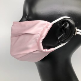 100% Mulberry Silk Face Mask Covering Men & Women Reusable with Ear loops Nose Wire Filter (Pink, Pleated)