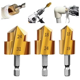 Brocas Escalonadas PPR, 3 Piezas Brocas Escalonadas para Metal, Escariador de Tuberías, Adecuado para Llave Eléctrica, Herramienta de Conexión de Tuberías de Agua y Escariar Tuberías de Agua