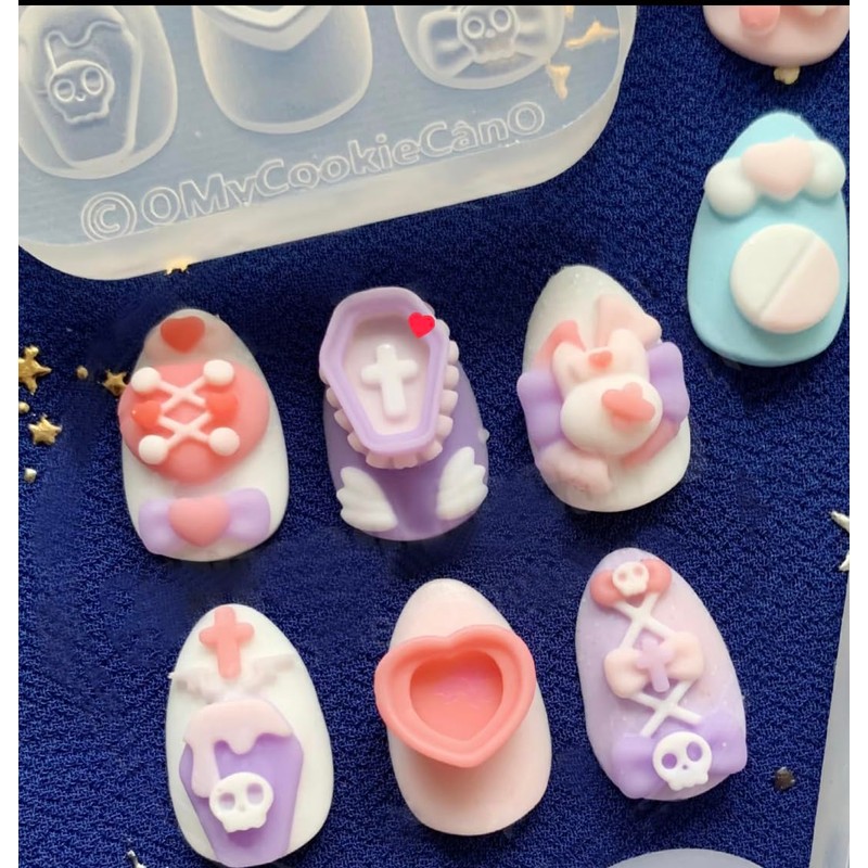 Nail Molds for Charms Halloween Skull Cross Designs Carving Template