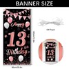 13th Birthday Banner,BTZO 13th Birthday Decorations Fabric Backdrop,Rose Gold Black