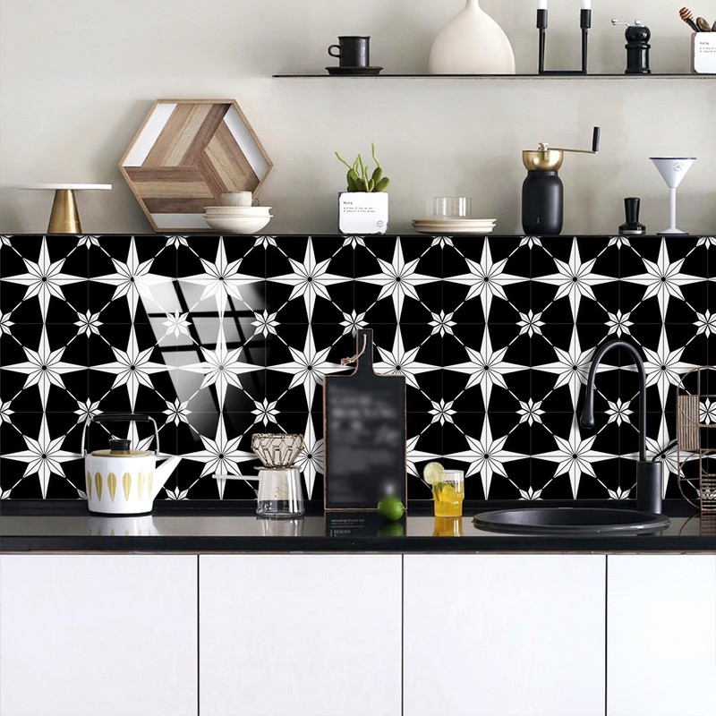 25 PCS Moroccan Style Tile Sticker, 4x4 Inch(10x10cm) Traditional DIY