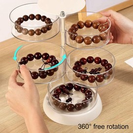 Caja de Almacenamiento Organizadora de Accesorios para el Cabello Giratoria de 5 Capas con Tapa a Prueba de Polvo y Rotación de 360° para Joyas y Productos de Belleza