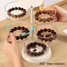 Caja de Almacenamiento Organizadora de Accesorios para el Cabello Giratoria de 5 Capas con Tapa a Prueba de Polvo y Rotación de 360° para Joyas y Productos de Belleza