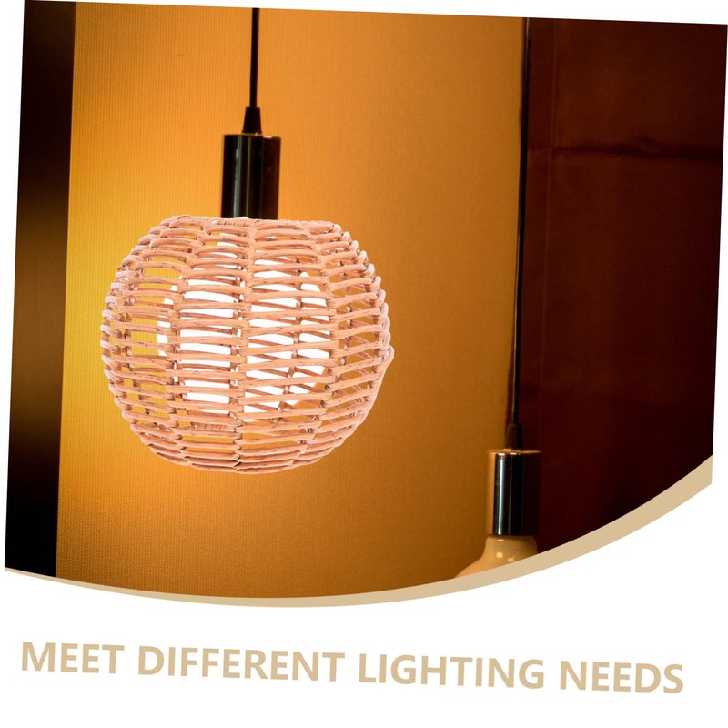 CAXUSD Floor Lamp Rattan Shade Plastic Wicker Ceiling Light Retro