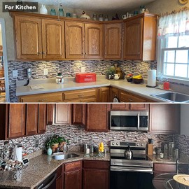 Yipscazo 10 Sheet 12''x12'' Peel and Stick Backsplash Tile for Kitchen, Self-Adhesive Stick on Backsplash Laundry Bathroom Textured Vinyl Sticker Wall Tiles Smart Tile in Sandstone