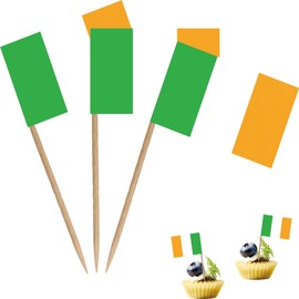 Ireland Toothpick Flag Irish National Small Mini Cocktail Fruit Cupcakes Toppers Food Stick Flags Decorations,100 Pack