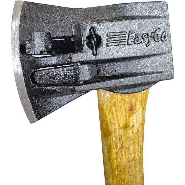 Chopper Wooden Axe - # 1 Splitting Maul Powerful Log Action Spring Activated Levers Separate Wood 6.25# Cast Iron Head 32'' Hickory Handle Camping, Stoves & Firewood, Brown Steel