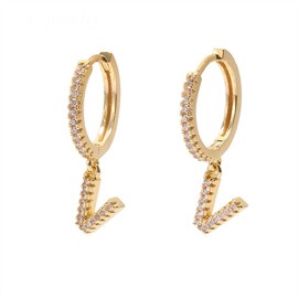 K.L.Y Women's Hoop Ring, 18 KRGP Earrings, 26 Shape, Popular Earrings, Hypoallergenic, Diamond CZ, Individuality, Birthday, Gift, Gold, Cubic Zirconia, Cubic Zirconia