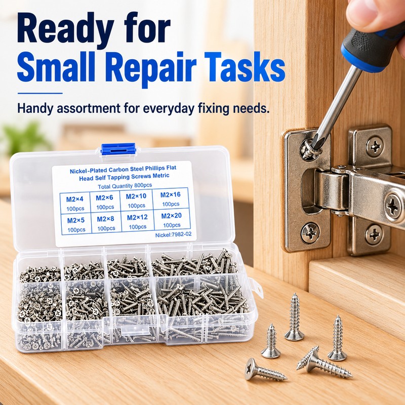M2 Self-Tapping Wood Screw Assortment Kit for DIY Repairs –