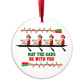 Women's Crew Rowing Christmas Ornament 2024, Girl Rowing Crew Gifts for Lovers Team Fans Athletes Coaches, Female Crew Rowing Ornaments for Christmas Tree Hanging Decoration, May The Oars Be with You