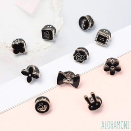 ALOHAMONI Brooch Tack Pins, Set of 10, Pin Brooch, Pin Badge, Lapel Pin, Tie Clip, Tie Tack, Hat Pin, Button, No Sewing Required, Women's, Men's, Kids, Unisex, Fabric