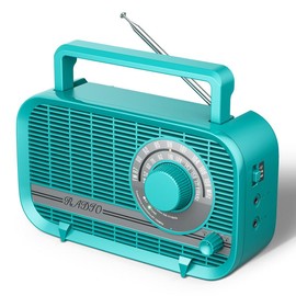 Radio with Bluetooth, Radio Portable AM FM, Plug in Wall and Play, or AA Battery Operated Radios, Best Reception Vintage Retro Radio Built in Clear Speaker Headphone/AUX in Jack Green - Color: Beige