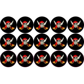 [15x] 1in x 1in Jolly Roger Pirate Flag Stickers Car Truck Vehicle Bumper Decal