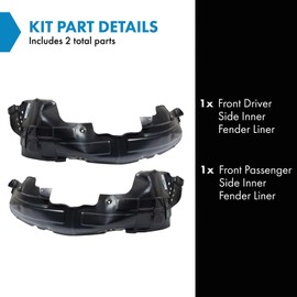 TRQ TRQ Front Inner Fender Liner Set Compatible with 2011-2013 Kia Sorento KI1248117 KI1249117