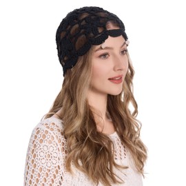 ZLYC Gorro De Algodón De Crochet con Diseño De Calavera para Mujer, Hecho A Mano, Tejido con Recortes Florales.