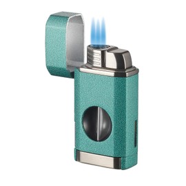 Visol Diablo Butane Torch Triple Flame Refillable Gas Lighter, Built in Cutter, Built in Holder, Windproof Adjustable Flame Lighter (Shipped Without Butane) (Mint Green)