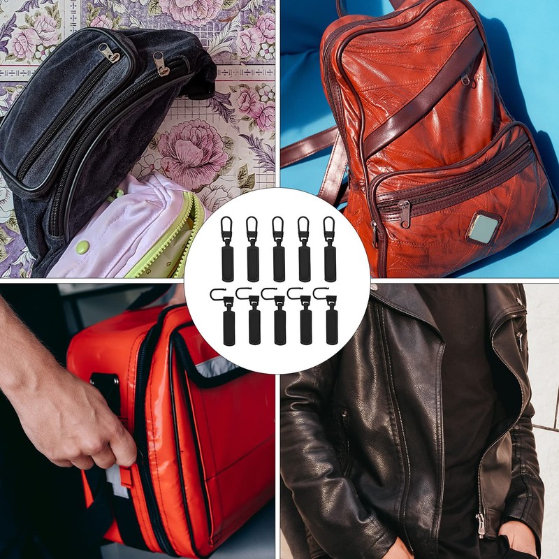 10pcs Zipper Pull Replacement for Small Holes, Detachable Metal Zipper