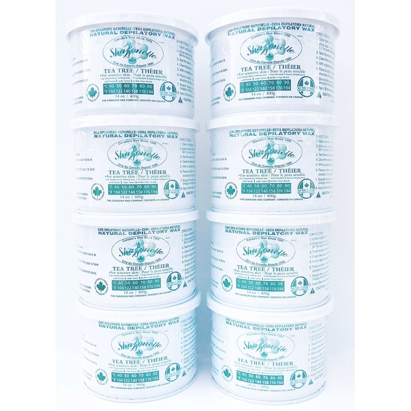 Sharonelle Natural Tea Tree Soft Wax for Sensitive Skin in 14 oz. - 8 cans