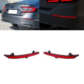 Xotic Tech Red LED Rear Bumper Reflector Brake Tail Lights w/Sequential Turn Signal, Compatible with Honda Accord 2018-2021 (OE part #33505-TVA-A01, 33555-TVA-A01)
