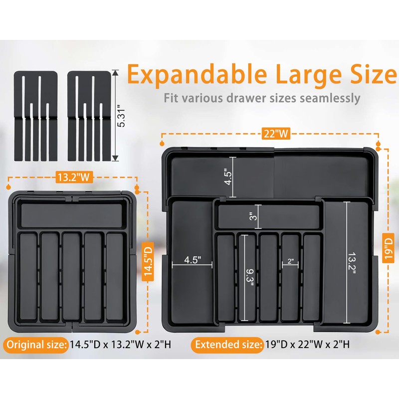 Homecor Silverware Organizer - Expandable Large Kitchen Drawer Organizer Utensil