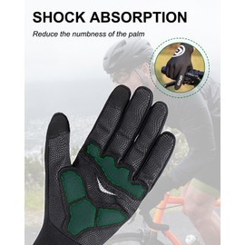 GERZHIUBN Cycling Gloves Padded Full Finger Bike Bicycle Shock-Absorbing Gloves for Men Women