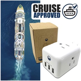 Cruise On Cruise Approved Power Strip Non Surge Protector for Cruise Ship Multi Plug [6 Outlets] 3 USB & 3 AC Outlet for Carnival, Celebrity, Princess, Norwegian & Major Cruise Lines in 2024 & 2025
